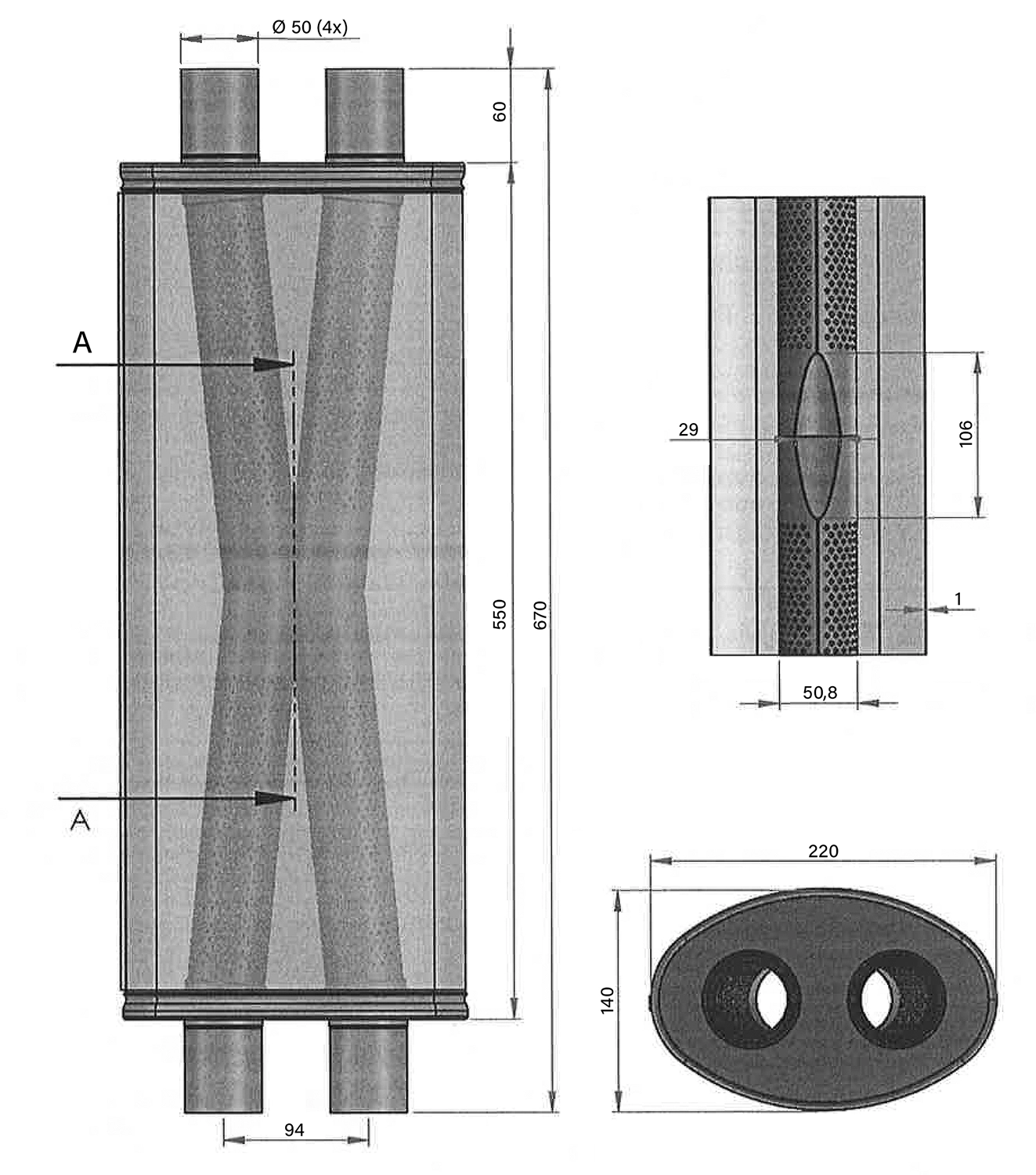 Universeller Absorptions-Schallämpfer